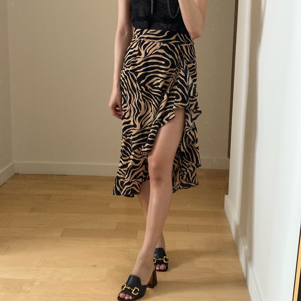 Nasty Gal Zebra Print Midi Skirt With Side Slit